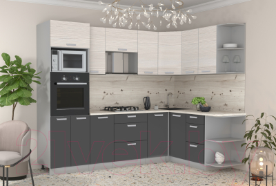 Готовая кухня Интерлиния Мила Лайт 1.68x2.6 правая