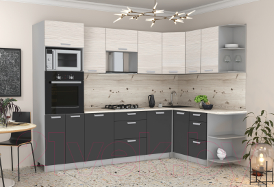 Кухонный гарнитур Интерлиния Мила Лайт 1.68x2.8 правая