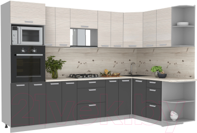 Готовая кухня Интерлиния Мила Лайт 1.68x3.0 правая - фото