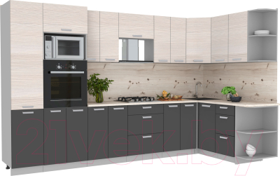 Готовая кухня Интерлиния Мила Лайт 1.68x3.4 правая - фото