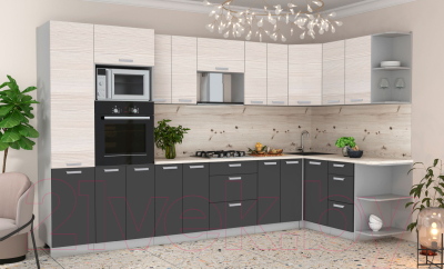 Готовая кухня Интерлиния Мила Лайт 1.68x3.4 правая