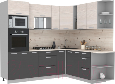 Готовая кухня Интерлиния Мила Лайт 1.88x2.4 правая - фото