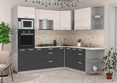 Готовая кухня Интерлиния Мила Лайт 1.88x2.4 правая