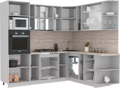 Готовая кухня Интерлиния Мила Лайт 1.88x2.4 правая