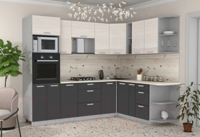 Готовая кухня Интерлиния Мила Лайт 1.88x2.6 правая