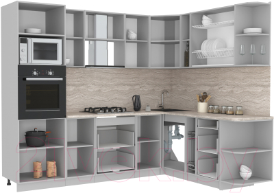 Готовая кухня Интерлиния Мила Лайт 1.88x2.6 правая