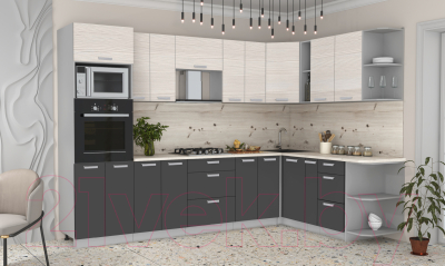 Готовая кухня Интерлиния Мила Лайт 1.88x3.0 правая