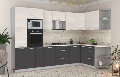 Готовая кухня Интерлиния Мила Лайт 1.88x3.2 правая