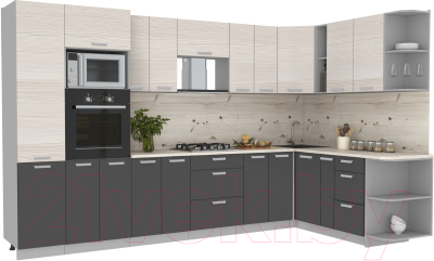 Готовая кухня Интерлиния Мила Лайт 1.88x3.4 правая - фото