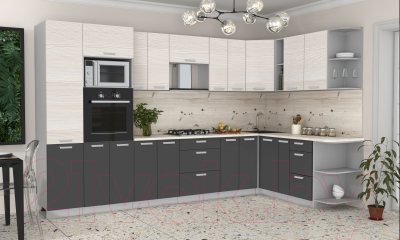 Готовая кухня Интерлиния Мила Лайт 1.88x3.4 правая