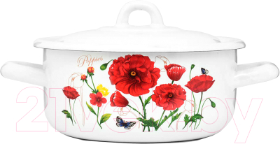 Кастрюля ЭСТЕТ Красные маки / ЭТ-72801 - фото