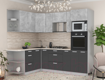 Готовая кухня Интерлиния Мила Лайт 1.68x2.4 левая