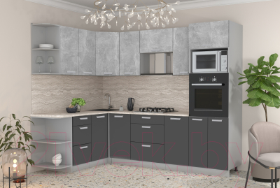 Готовая кухня Интерлиния Мила Лайт 1.68x2.6 левая