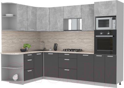 Готовая кухня Интерлиния Мила Лайт 1.68x2.8 левая - фото