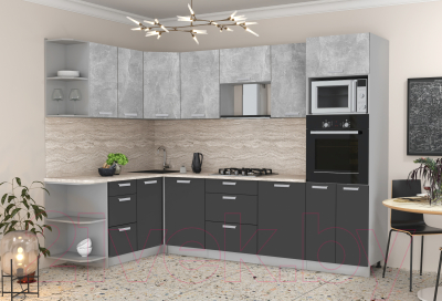 Готовая кухня Интерлиния Мила Лайт 1.68x2.8 левая