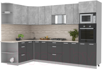 Готовая кухня Интерлиния Мила Лайт 1.68x3.0 левая - фото