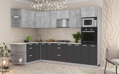 Готовая кухня Интерлиния Мила Лайт 1.68x3.0 левая