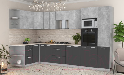 Готовая кухня Интерлиния Мила Лайт 1.68x3.4 левая