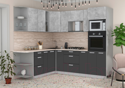 Готовая кухня Интерлиния Мила Лайт 1.88x2.4 левая