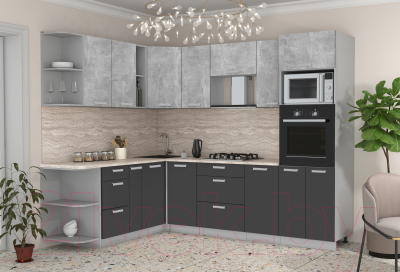 Готовая кухня Интерлиния Мила Лайт 1.88x2.6 левая