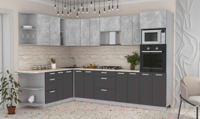 Готовая кухня Интерлиния Мила Лайт 1.88x3.0 левая