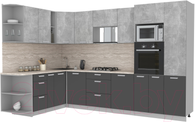 Готовая кухня Интерлиния Мила Лайт 1.88x3.2 левая - фото