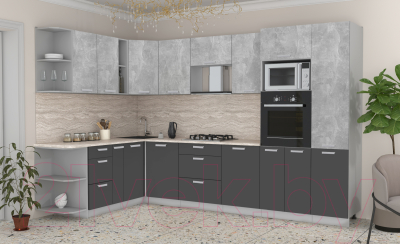 Готовая кухня Интерлиния Мила Лайт 1.88x3.2 левая