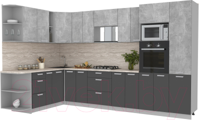 Готовая кухня Интерлиния Мила Лайт 1.88x3.4 левая - фото