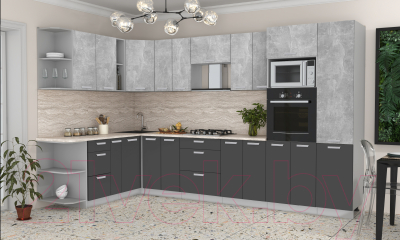 Готовая кухня Интерлиния Мила Лайт 1.88x3.4 левая