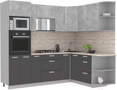 Готовая кухня Интерлиния Мила Лайт 1.68x2.4 правая - фото
