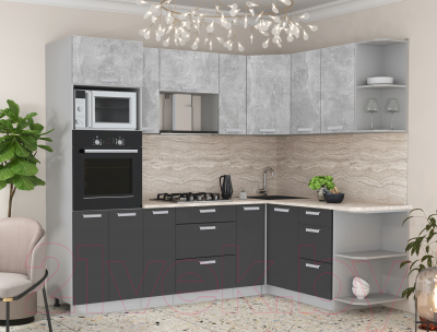 Готовая кухня Интерлиния Мила Лайт 1.68x2.4 правая