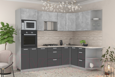 Готовая кухня Интерлиния Мила Лайт 1.68x2.6 правая