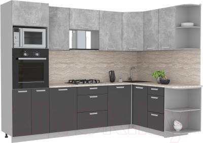 Готовая кухня Интерлиния Мила Лайт 1.68x2.8 правая - фото