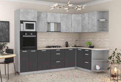 Готовая кухня Интерлиния Мила Лайт 1.68x2.8 правая