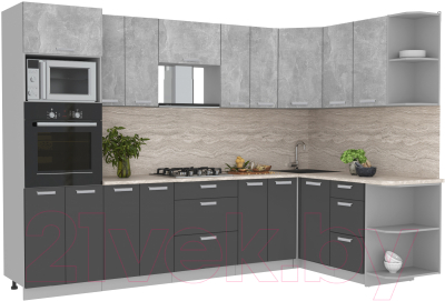 Готовая кухня Интерлиния Мила Лайт 1.68x3.0 правая - фото