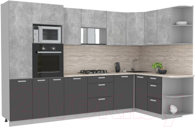 Готовая кухня Интерлиния Мила Лайт 1.68x3.2 правая - фото