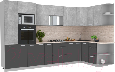 Готовая кухня Интерлиния Мила Лайт 1.68x3.4 правая - фото