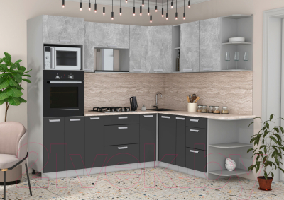 Готовая кухня Интерлиния Мила Лайт 1.88x2.4 правая