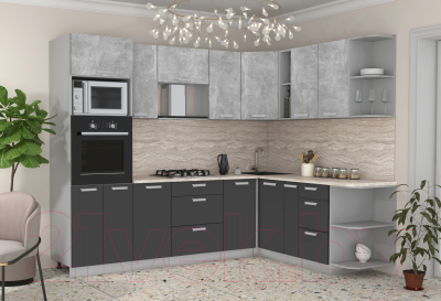 Готовая кухня Интерлиния Мила Лайт 1.88x2.6 правая