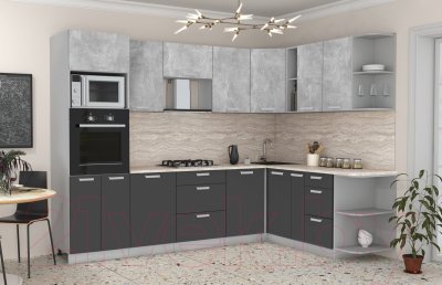 Готовая кухня Интерлиния Мила Лайт 1.88x2.8 правая