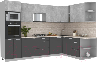 Готовая кухня Интерлиния Мила Лайт 1.88x3.0 правая - фото