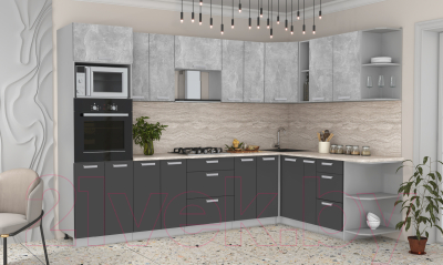 Готовая кухня Интерлиния Мила Лайт 1.88x3.0 правая