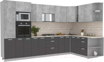 Готовая кухня Интерлиния Мила Лайт 1.88x3.4 правая - фото