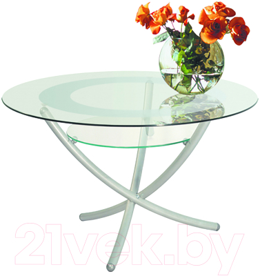 Журнальный столик Мебелик Дуэт 4 (металлик/прозрачный) - фото