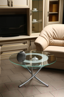 Журнальный столик Мебелик Дуэт 4 (металлик/прозрачный)