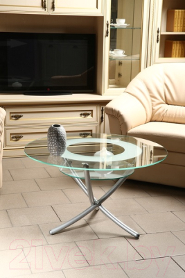 Журнальный столик Мебелик Дуэт 4 (металлик/прозрачный)