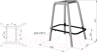 Стул барный Sheffilton SHT-ST34/S94-1 (платиново-серый/прозрачный лак/черный муар)