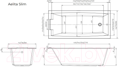 Ванна акриловая 1Марка Aelita Slim 165x75