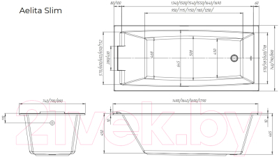 Ванна акриловая 1Марка Aelita Slim 180x80