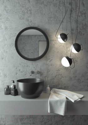 Зеркало Континент Planet Black Led D 80 (с бесконтактным сенсором, теплая подсветка)